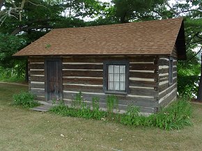 European settlers log cabin replica
